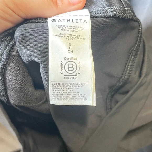 Athleta‎ Women's Black 1/4 Zip Venice Moto Hoodie Jacket Size Small - Picture 4 of 6